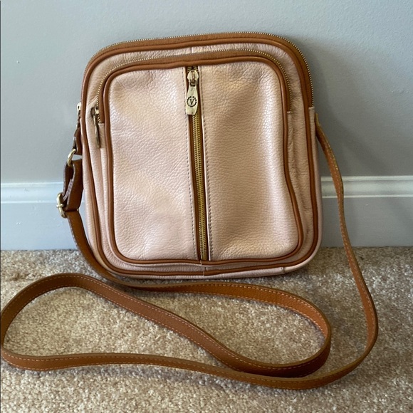 Valentina Crossbody Bag in Blush and Tan - Picture 1 of 3